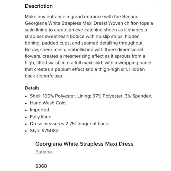 NWT Bariano Georgiana Gown Size 4 White Strapless 3D Flowers Avant Garde Dress - Picture 3 of 11